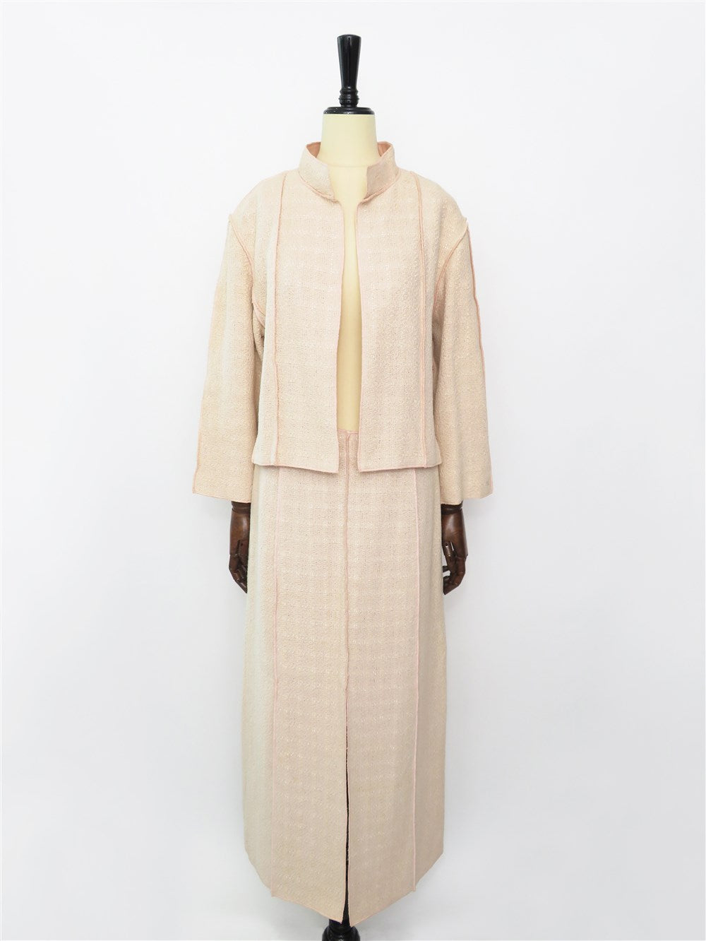 CC ツイード スタンドカラー ジャケット&ロングスカート セットアップ 99P