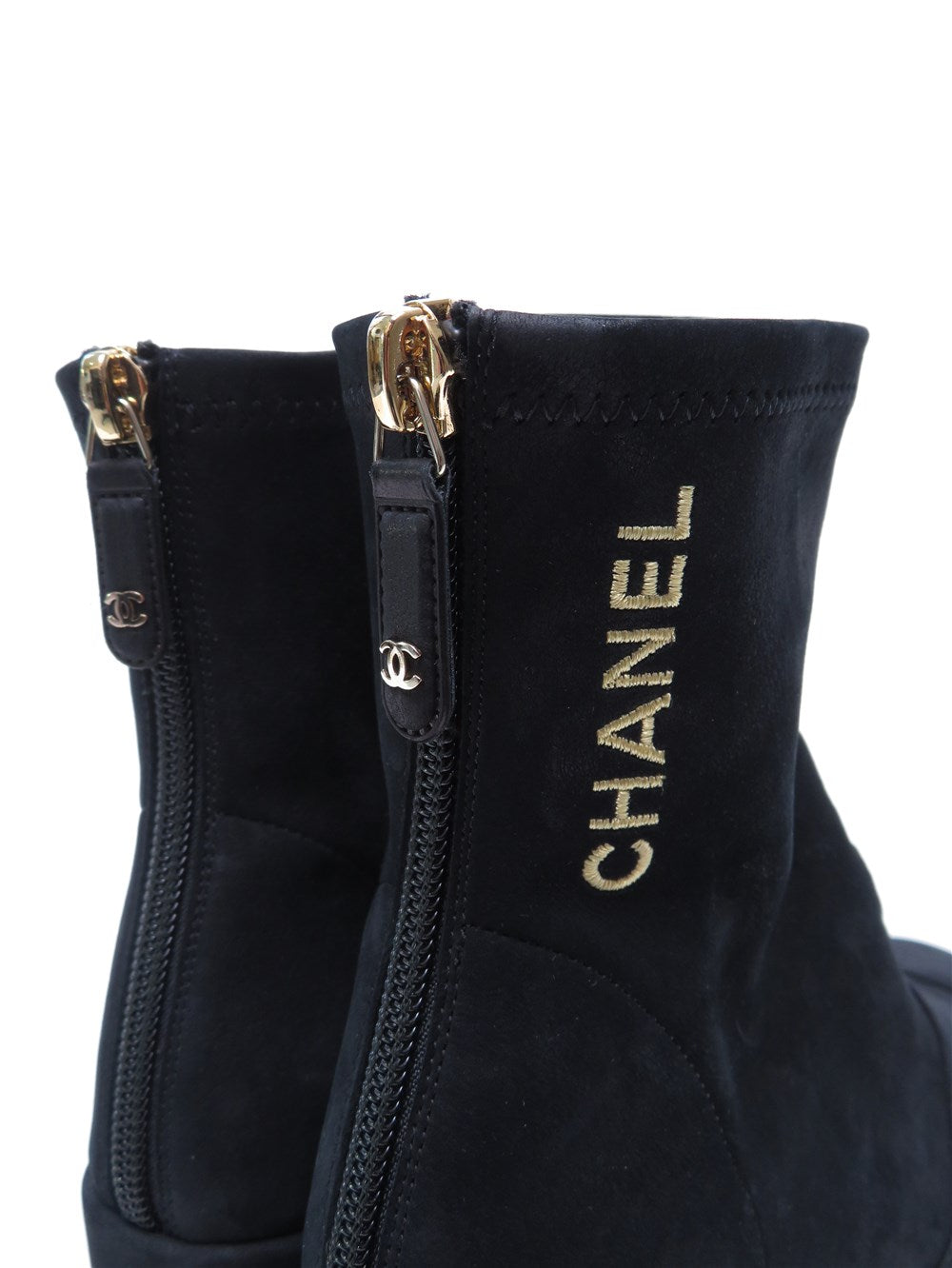 CC バッグジップ ヌバックレザー ショート ブーツ