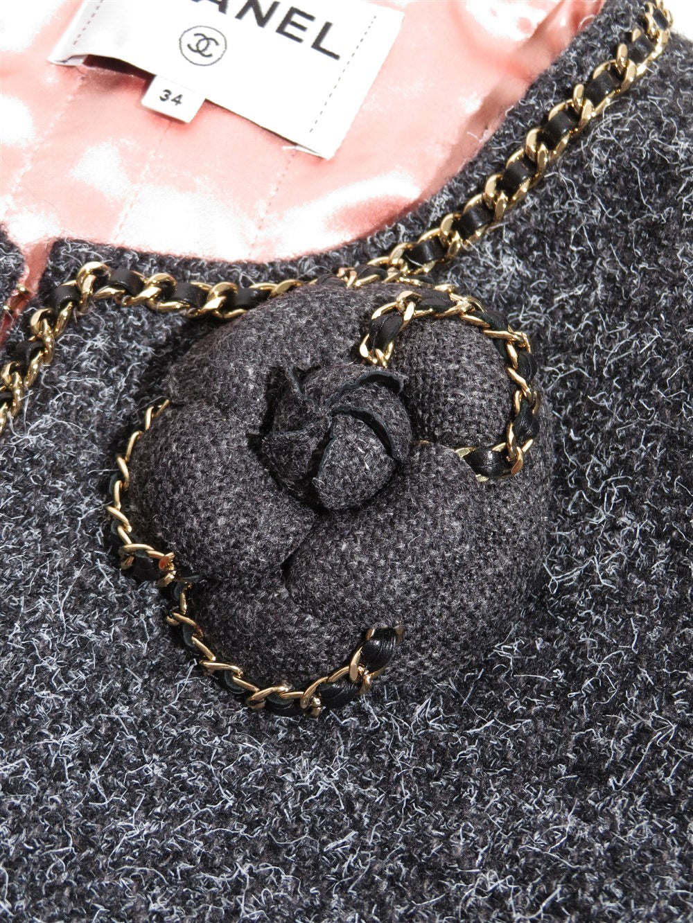 CC チェーンブレード カシミヤ混 ノーカラー ジャケット