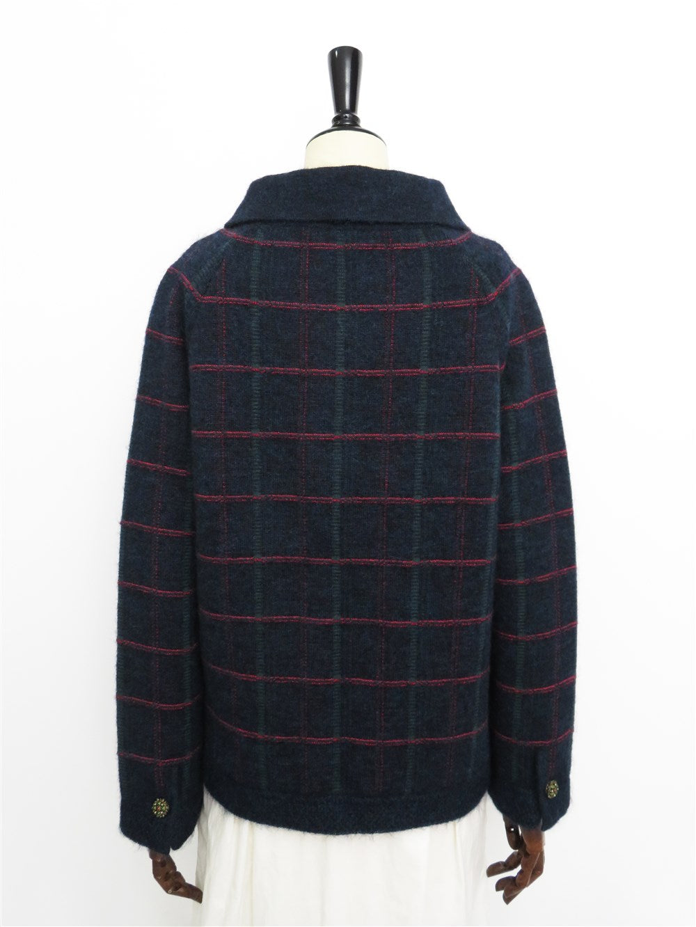 CC カシミヤ混 チェック ニット ジャケット