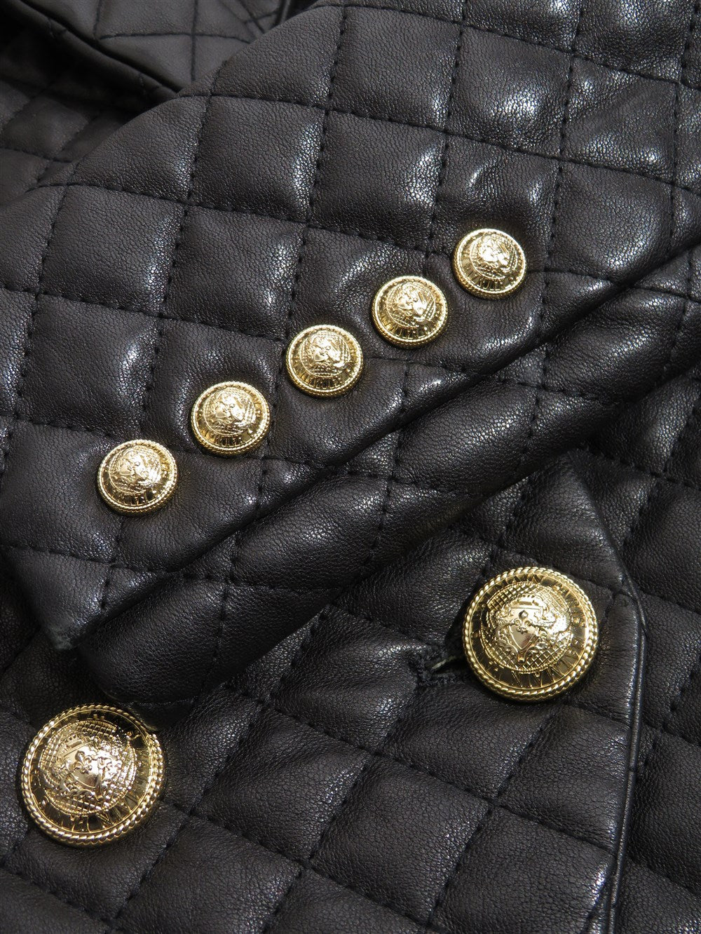 キルティング ラムレザー ダブルブレスト ジャケット